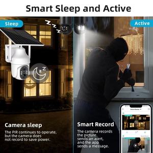 กล้องวงจรปิด Ubox 4G พลังงานแสงอาทิตย์ แบบหมุนได้ พร้อม Wi-Fi สำหรับภายนอกอาคาร เซ็นเซอร์ CMOS เสียงสองทาง มุมมองกว้าง มองเห็นในเวลากลางคืน บันทึกข้อมูลบนคลาวด์ รองรับซิม 4G - Product Image 4