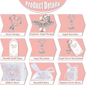 OEM Factory 30 Sets Angel Keychain Favor Bulk Personalized Crystal Angel Wing Organza Bag Thank You Tag Funeral Memorial Gift - Product Image 3