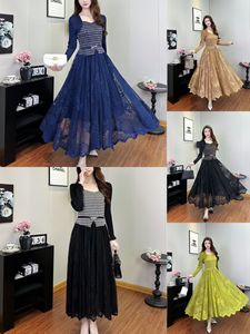 ชุดเดรสผู้หญิงแขนยาวลายทางสีพื้นเรียบหรู สไตล์มิยาเกะ จีบระบาย ระบายอากาศดี ใส่สบาย เหมาะกับฤดูร้อน ขายส่งจากโรงงาน ราคาสุดคุ้ม - Product Image 6