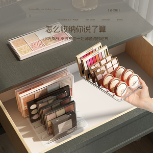 Organizador de maquillaje de acrílico transparente 4 en 1, caja de almacenamiento para paleta de sombras de ojos, soporte para cosméticos para uso en cajones - Product Image 1