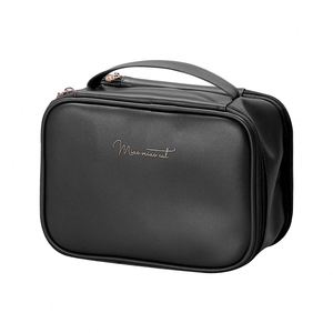 Factory Oem <b>Makeup</b> <b>Case</b> Pu Leather Men Toiletry Bag <b>Organizer</b> Black <b>Makeup</b> Bag With Logo Custom Pu Man Zipper Cosmetic Bag - Product Image 3