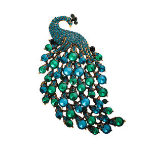 Qushine New Colorido Pavão Cristal Liga Grande Strass Broche para Casamento Presente Do Partido Das Mulheres - Product Image 1