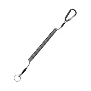 定制高品质护套挂绳铝锁开口环钓鱼挂绳，带野营登山扣和1英寸钥匙圈
