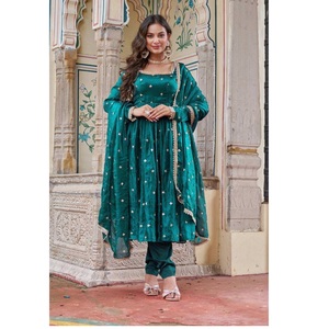 ชุดเดรส Anarkali ขายดีที่สุดสำหรับผู้หญิง ออกแบบสำหรับงาน Diwali งานแต่งงาน และงานปาร์ตี้ มีจำหน่ายในราคาส่งออก - Product Image 1