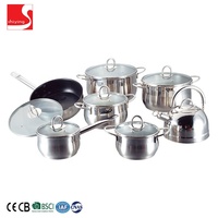 Ensemble de casseroles en acier inoxydable de haute qualité, forme ventrue, avec poignée dorée