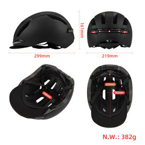 Casque intelligent noir avec clignotants sans fil, télécommande pour trottinettes électriques, vélo, patinage en ligne, skateboard - Product Image 2