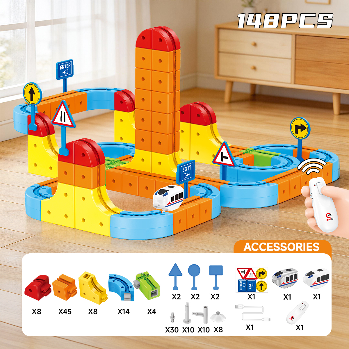 Coche de vía férrea con control remoto (148PCS)
