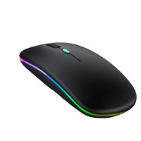 Mouse Nirkabel LED Optik Slim 2.4G Portabel USB untuk Mac Laptop Windows Backlit RGB 1600 4-Tombol ABS Stok Tersedia