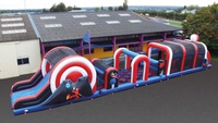 Vente d'usine labyrinthe gonflable extérieur bâche en PVC course à obstacles château noir unisexe pas cher emballé dans un sac expédié par mer