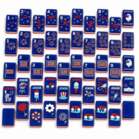 A Beautiful Line the Patriotic Line Jeu de tuiles de Mahjong gravées, 160 tuiles de Mahjong américaines, jeu de société pour 4 joueurs
