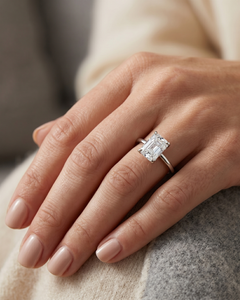 Women's White <b>Gold</b> Emerald Cut Lab Grown Diamond 2.15 CT IGI Certified Luxury <b>Ring</b> Rhodium Plated for Wedding Engagement - Product Image 1