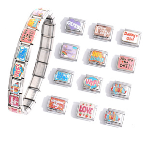 Cartoon Charm Bracelet Stainless Steel Modular Unisex Jewelry Gift With English Alphabet Design - Product Image 2