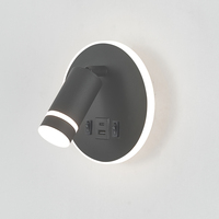 Vente en gros en usine de lampes murales classiques rondes à led noires, simples et modernes, appliques murales rotatives pour la maison avec USB type-c