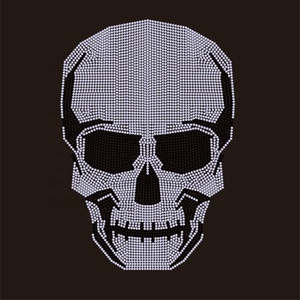 New Arrival Country Flag Bling Skull <strong>Iron</strong> <strong>on</strong> <strong>Transfers</strong> <strong>UK</strong> Flag Crystal Rhinestone Motif for T Shirt, Jacket, Jeans - Product Image 2