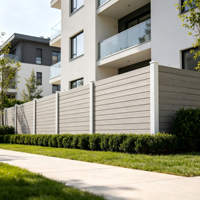 Panneau de clôture WPC moderne, résistant aux basses températures, ignifuge, imperméable, insonorisant, avec design graphique 3D/effet bois