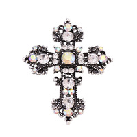 Nouvelle Broche Croix Élégante et Créative en Alliage avec Strass, Ornée de Diamants, Personnalisée, Tendance, pour Vêtements Féminins, Accessoire de Corsage, Épingle