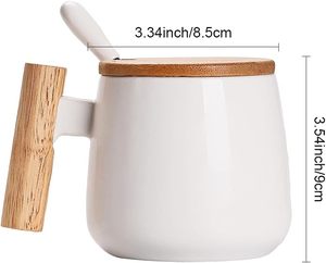 แก้วเซรามิกพร้อมหูจับไม้ แก้วกาแฟเซรามิกมีฝาปิด แก้วเซรามิกสไตล์นอร์ดิก - Product Image 2