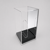 Vitrine en acrylique transparente avec base noire en forme de cube pour fleurs, trophées, objets de collection, figurines, boîte en acrylique