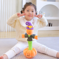 Ours en peluche Botu Danseur d'Halloween, super doux en coton PP, avec fleurs torsadées, chant et lumière, cadeaux dans un sac OPP