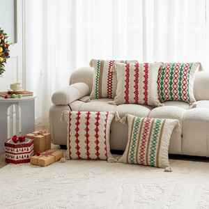 Hemo Christmas Jacquard <b>Sofa</b> <b>Cushions</b> Rectangle Cotton Filling Washable Minimalist Style Decorative Throw Pillows - Product Image 1