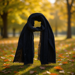 Bufanda Negra de Color Sólido Marca Z, 90x180cm, Estilo Liso, para Adultos - Product Image 2