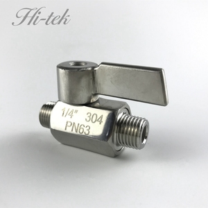 ミニボールバルブステンレス鋼304手動操作可能OEM 1/8 "~ 1/2" BSP/NPTオスねじPN63圧力 - Product Image 3