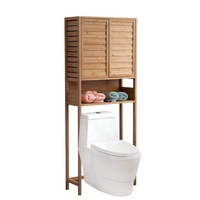Meuble de rangement moderne en bambou pour salle de bain, armoire haute sur pied pour toilettes