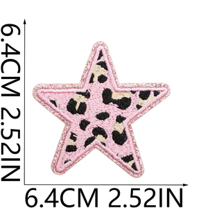 Sao Hình Trái Tim Thêu Vá Với Leopard Mô Hình Long Lanh PVC Sắt Trên Phong Cách Quần Áo Vải Vải Quần Áo Các Bản Vá Lỗi - Product Image 5