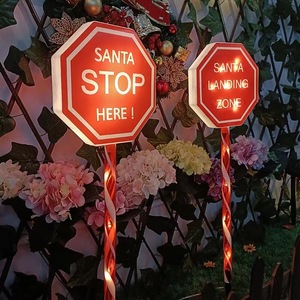 Outdoor LED Solar Resin Craftwork Octagonal Cane <b>Garden</b> Christmas Stop <b>Sign</b> Warm White Decorative Light for Lawn Courtyard - Product Image 1