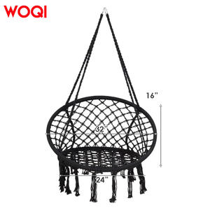 Silla colgante para exteriores Woqi, color negro, 37.5 pulgadas de diámetro, columpio de malla de nailon resistente para patio, terraza y jardín. - Product Image 5