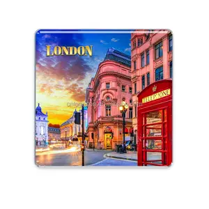 Tourism Custom Photo UK Souvenirs Epoxy Fridge Magnet Telephone Booth Colorful Magnet Made in China