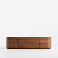 Meuble TV Moderne de Luxe 74 pouces, Console Multimédia en Bois à Profil Bas avec Extrémité Courbe pour Projet Villa Hôtel, Fabricant OEM/ODM