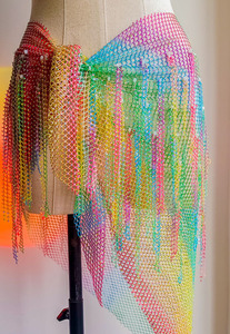 ผ้าพันสะโพกทรงสามเหลี่ยมประดับพู่ห้อยคริสตัลรูปดาวแฟนตาซี ยี่ห้อ Shin Rhinestone Fringe ทำจากโพลีเอสเตอร์ เหมาะสำหรับการแสดงระบำหน้าท้อง - Product Image 4