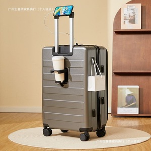 Front Opening Carry On <b>Suitcase</b> 20 <b>Inch</b> Lightweight Swivel Wheels Side Sliding Cover Unisex Travel Luggage - Product Image 2
