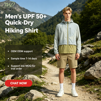 Chemise de randonnée pour homme UPF 50+ à séchage rapide, ultra-légère, respirante, coupe ample avec fermeture éclair bidirectionnelle, protection solaire pour l'extérieur