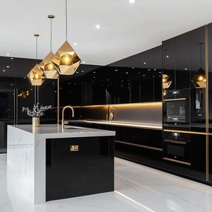 Muebles de Cocina Modulares Modernos de Laca de Alto Brillo para Villa, Conjuntos Completos con <span class=keywords><strong>Isla</strong></span> de Cocina - Product Image 1