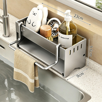 Support d'éponge autonettoyant avec distributeur de savon pour évier de cuisine