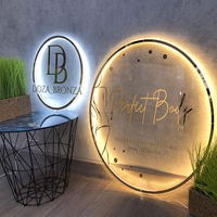 Enseigne personnalisée avec logo d'entreprise, logo d'entreprise personnalisé, enseigne en acrylique rétroéclairée dorée, enseigne d'entreprise