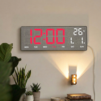 Horloge murale numérique LED grand format avec alarme, calendrier, minuteur, réglage de la luminosité, température intérieure, pour chambre et bureau, certifiée BSCI