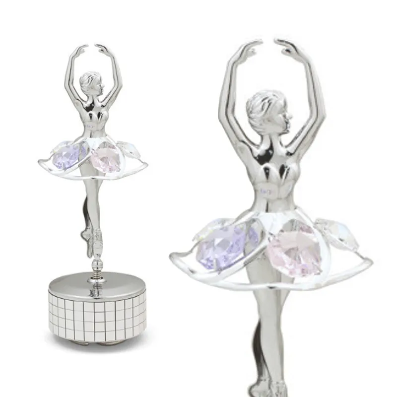Figurine de Ballet danse côté cristal, boîte à musique avec cristaux découpés brillants, cadeau de saint-valentin d'anniversaire pour petite amie