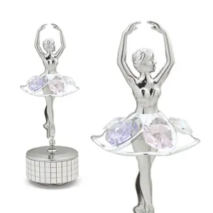 Crystocraft-caja de música para Ballet, figurita de bailarina bailando con cristales de corte brillante, regalo de cumpleaños de San Valentín para novia