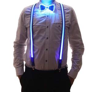 Bretelles et nœud papillon LED lumineux pour <span class=keywords><strong>homme</strong></span> avec piles pour fêtes costumées d'Halloween, de Thanksgiving et de la Fête des Pères - Product Image 1