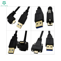 Kustom 90 derajat USB 3.0 jantan ke USB 3.0 3.1 kabel jantan Tipe C dengan sudut sekrup ganda kabel USB 3.0 3.1 Tipe C