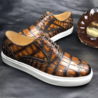 Top ventes, baskets de luxe en peau d'alligator pour hommes, styles de marche en cuir de crocodile personnalisables, chaussures plates décontractées pour hommes