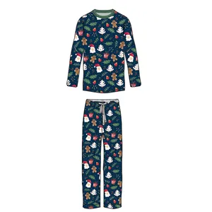 Pyjama de famille en bambou vêtements de maison de noël pyjamas pour maman et moi vêtements de nuit assortis pour la famille ensemble de salon deux pièces personnalisé