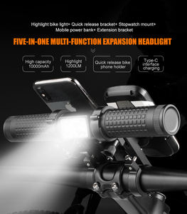 5 1 support d'extension de phare de vélo multifonctionnel 1200Lm IPX65 étanche 10000mAh USB support de téléphone Rechargeable support de montre - Product Image 2