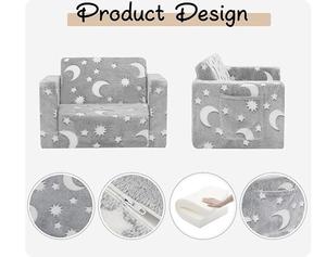 Divano pieghevole 2-in-1 per bambini luminoso flanella cartone animato peluche stella luna reclinabile orso seduto imbottito per le occasioni di compleanno - Product Image 3