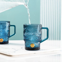 Hxglass – Tasses en verre bleu nuage pour eau, thé, lait, café, avec paille, isolation thermique, surface gaufrée, coffrets cadeaux de luxe pour femmes