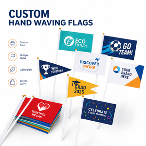 Banderas de Mano con Múltiples Formas, Logotipo Personalizado, Bandera Rectangular, Triangular, Cola de Golondrina, Bandera con Palo para Eventos Deportivos, Festivales, Venta al por Mayor - Product Image 1