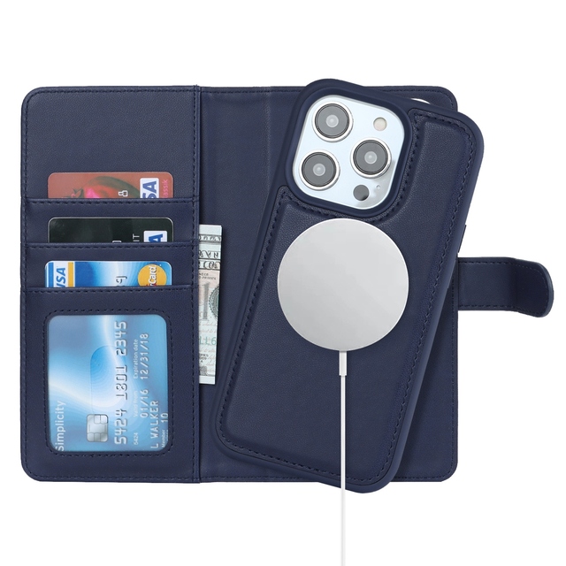 Magnetic Wireless Charging for Apple 16 Pro Max Phone Case 14/13/12 Piece Integrated Business Design Detachable Leather Cover